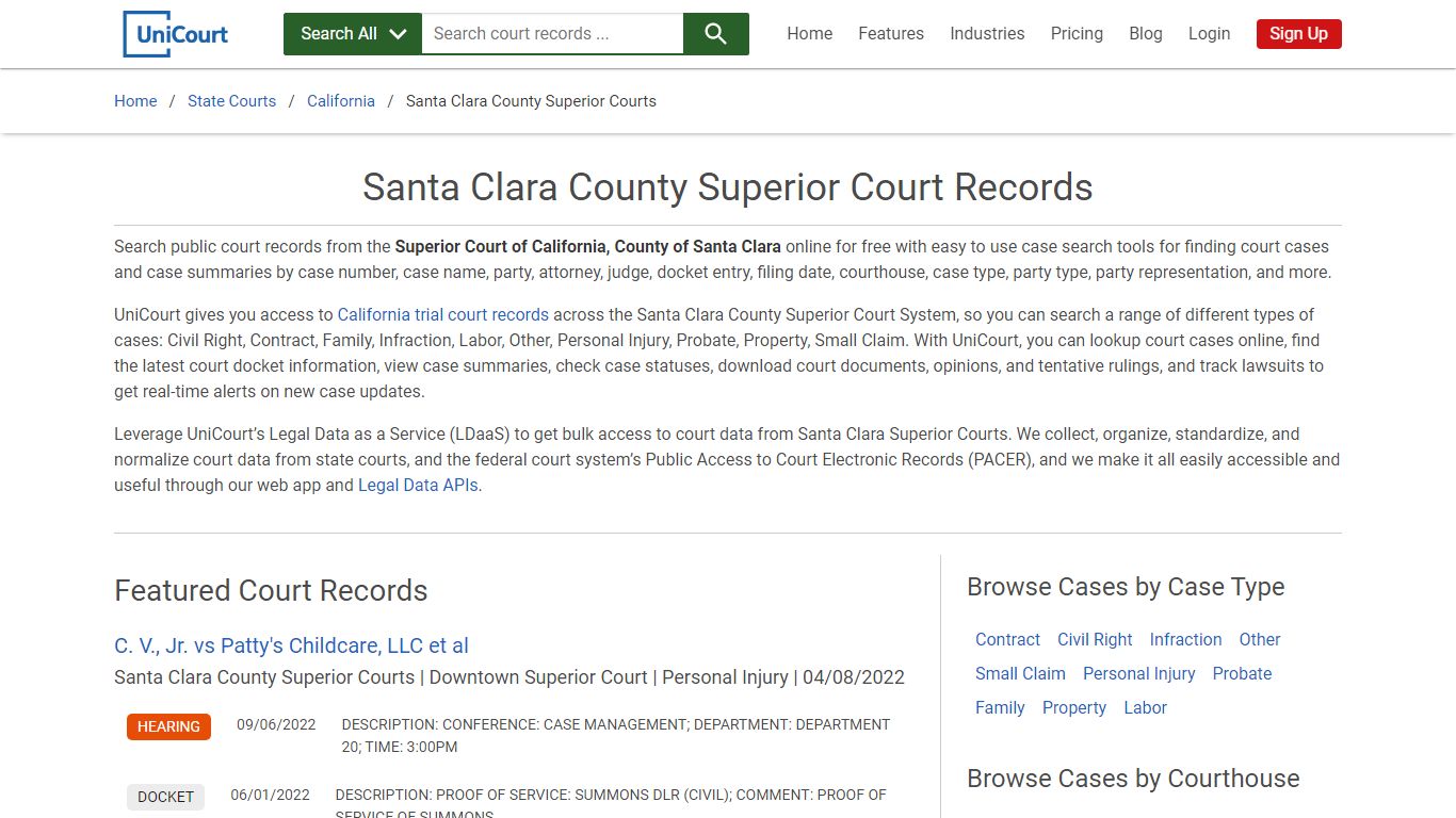 Santa Clara County Superior Court Records | California | UniCourt